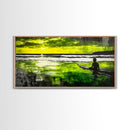 Surfer Waiting, Ocean Art, Tropical Canvas Print, Vibrant Green, Modern Wall Art, Surfing Decor, Beach House Vibes, Coastal Painting