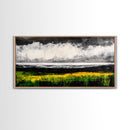 Abstract Coastal Art, Ocean Horizon, Dramatic Sky, Framed Canvas Print, Large Wall Art, Modern Living Room Decor, Beach House Art
