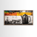 Retro Coffee Pot, Black and White Kitchen Art, Industrial Style, Canvas Print, Rustic Coffee Decor, Dining Room Wall Art, Barista Gift