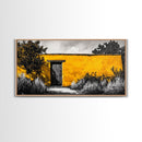 Adobe House, Southwestern Art, Yellow Wall Painting, Rustic Desert Decor, Black and White Canvas Print, Living Room Wall Art
