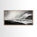 Monochrome Seascape, Dramatic Waves, Stormy Ocean, Modern Wall Art, Black and White Painting, Living Room Art, Framed Canvas Print, Gift Idea