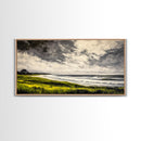 Seaside Serenity, Stormy Ocean, Beach Wall Art, Nature Inspired Decor, Moody Coastal Scene, Yellow Grass, Living Room Artwork, Canvas Print