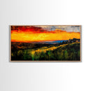 Golden Sunset, Rolling Hills, Vibrant Landscape, Canvas Print, Nature Wall Art, Living Room Decor, Warm Autumn Tones, Rustic Artwork