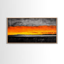 Sunset Glow, Dramatic Sky, Scenic Landscape, Bold Colors, Rustic Nature, Framed Canvas Print, Fall Decor, Living Room Wall Art