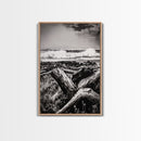 Ocean Waves, Stormy Sky, Framed Canvas Print, Coastal Wall Art, Black and White Seascape, Beach House Decor, Nautical Art, Modern Style