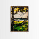 Hammock Breeze, Ocean View, Beach Retreat, Tropical Wall Art, Nature Decor, Black and White Painting, Framed Canvas Print, Coastal Vibes