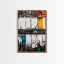 Urban Window, Abstract City Art, Modern Minimalist Wall Decor, Black and White Industrial, Rustic Texture, Canvas Print, Home Office
