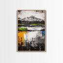 Abstract Landscape, Mountain Scene, Framed Canvas Print, Green Nature Art, Modern Decor, Minimalist Art, Living Room Wall Decor
