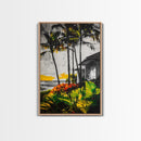 Palm Trees, Beach House, Tropical Sunset, Framed Canvas Print, Coastal Wall Art, Boho Art, Bedroom Wall Art, Vacation Vibes