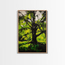 Majestic Tree, Forest Green, Nature Inspired, Framed Canvas Print, Botanical Wall Art, Office Wall Decor, Boho Landscape