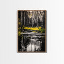 Forest Reflection, Black and White Landscape, Rustic Home Art, Nature Inspired Painting, Cabin Wall Decor, Framed Canvas Print