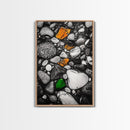 River Pebbles, nature-inspired art, stone texture decor, minimal wall art, earthy tones painting, framed canvas print, bathroom decor