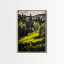 Forest Glow, Golden Trees, Nature Wall Art, Canvas Print, Mountain Landscape, Woodland Scene, Autumn Decor, Cabin Home Style, Moody Tones