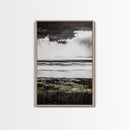 Stormy Beach, Coastal Wall Art, Black White Ocean, Framed Canvas Print, Dramatic Seascape, Nautical Home Decor, Modern Minimalist