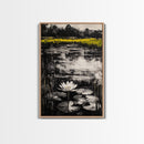 Water Lily, Tranquil Pond Scene, Zen Nature Decor, Floral Botanical Print, Relaxing Bedroom Wall Art, Framed Canvas Print