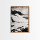 Ocean Waves, Seascape Painting, Framed Canvas Print, Beach House Decor, Nautical Wall Art, Black and White Art, Coastal Living Room