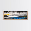 Stormy Ocean, Coastal Scene, Framed Canvas Print, Black and White Wall Art, Dramatic Seascape, Office Decor, Moody Landscape Painting