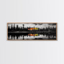 Fall Reflections, Black and White Forest, Vibrant Autumn Colors, Nature Photography, Living Room Wall Art, Canvas Print, Large Wall Art