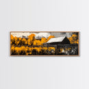 Rustic Cabin, Autumn Mountain Art, Western Wall Decor, Farmhouse Art, Fall Home Decor, Framed Canvas Print, Living Room Wall Art