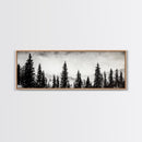 Foggy Pines, Black and White Nature Art, Minimalist Forest Print, Modern Wall Decor, Living Room Wall Art, Framed Canvas Print, Rustic Home Decor