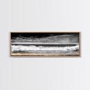 Ocean Waves Painting, Black and White Seascape, Coastal Wall Art, Nautical Beach Decor, Modern Minimalist Style, Framed Canvas Print