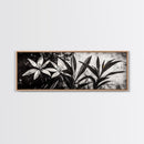Monochrome Floral, Black and White Flowers, Botanical Wall Art, Minimalist Decor, Framed Canvas Print, Bedroom Art, Modern Aesthetic, Elegant Art