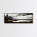 Stormy Marsh, Moody Landscape, Black and White Nature Art, Rustic Home Decor, Framed Canvas Print, Cabin Wall Art, Fall Decor, Dramatic Scene