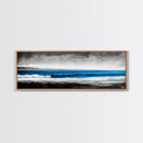 Tranquil Beach, Ocean Horizon, Black and White Art, Coastal Landscape, Framed Canvas Print, Modern Home Decor, Office Wall Art