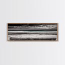 Ocean Bench, Beach Serenity, Black and White Seascape, Minimalist Art, Framed Canvas Print, Calm Coastal, Meditation Space
