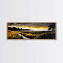 Golden Horizon, Coastal Sunset, Nature Landscape Art, Warm Tones Wall Decor, Peaceful Ocean View, Framed Canvas Print, Housewarming