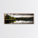 Lake Reflection, Mountain Trees, Framed Canvas Print, Serene Landscape Art, Large Nature Wall Art, Tranquil Home Decor, Bedroom Wall Art
