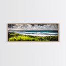 Seaside Escape, Grassy Cliffs, Coastal Wall Art, Canvas Print, Beach Landscape Painting, Relaxing Ocean View, Bedroom Wall Decor