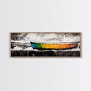 Vibrant Boat, Nautical Art, Abstract Seascape, Colorful Wall Art, Living Room Art, Coastal Home Decor, Framed Canvas Print