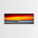 Fiery Sunset Seascape, Dramatic Ocean Painting, Bold Sunset Wall Art, Beach Vibes Decor, Coastal Home Art, Bedroom Wall Artwork, Canvas Print