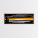 Sunset Over Mountains, Dramatic Landscape Art, Black and Yellow Wall Art, Bold Sky Painting, Nature Print, Office Wall Decor, Framed Canvas Prin