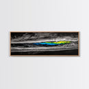 Black, White, Wave, Framed Canvas Print, Surf Wall Art, High Contrast Ocean Scene, Modern Coastal Decor, Contemporary Wave Painting, Monochrome