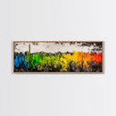 Desert Cactus, Colorful Southwest Art, Boho Wall Decor, Rustic Western Style, Abstract Painting, Framed Canvas Print, Living Room Wall Art