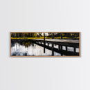 Lakeside Dock, Reflection Art, Serene Water, Framed Canvas Print, Tranquil Nature Scene, Rustic Cabin Decor, Woodland Wall Art, Large Art