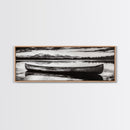 Mountain Reflections, Canoe Art, Wilderness Wall Decor, Canvas Print, Black and White Landscape, Lake House Art, Rustic Cabin Art