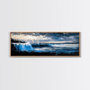 Ocean Waves, Coastal Sunset, Seascape Art, Nautical Wall Decor, Framed Canvas Print, Beach House Wall Art, Surfing Gift, Watercolor Vibes