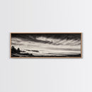 Ocean Waves, Stormy Sky, Dramatic Clouds, Canvas Print, Black and White Landscape, Coastal Wall Art, Living Room Decor, Minimalist Painting