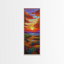 Sunset Field, Desert Painting, Framed Canvas Print, colorful desert horizon landscape wall art, autumn tones, boho entryway accent