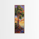 Tree, Roots, Vibrant, Landscape, Framed Canvas Print mystical rainbow tree artwork colorful nature themed office wall art spiritual gift
