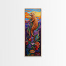 Otter, Flowers, Fantasy, Wildlife, Framed Canvas Print, Whimsical animal art in vibrant palette, ideal Nursery Art or Nature Lover Decor
