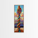 Nautical Rope, Pier, Art – Framed Canvas Print beach house decor, coastal rope wall art, nautical theme, vibrant colors, bathroom wall art