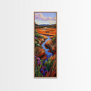 Autumn River, Landscape, Nature Scene Framed Canvas Print, Rustic Fall Art, Living Room Wall Decor, Colorful Country Landscape Painting