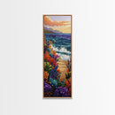 Ocean Waves, Coral Sunset, Canvas Print, Coastal living room wall art, colorful seascape painting, underwater reef design, tropical beach vibe