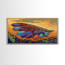 Wings Sunset, Nature, Abstract Boho Wall Art Framed Canvas Print, Colorful Dragonfly Wing Design, Living Room Focal Piece