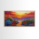 Sunset Ocean, Path, Canvas Print, Coastal sunset landscape, hallway tropical art, bright colorful decor, Beach House Wall Art