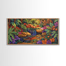 Jungle Waterfall, Floral, Vivid, Canvas Print, Botanical Wall Art, Tropical Home Decor, Boho Jungle Artwork, Bathroom Accent Piece